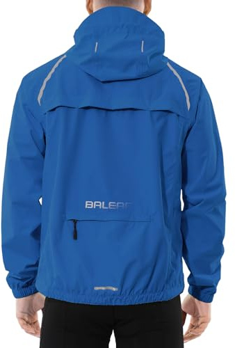 baleaf Waterproof Jacket Mens Cycling Jackets Reflective Running Outdoor Rain Coats Lightweight for Men Walking Hiking Packable