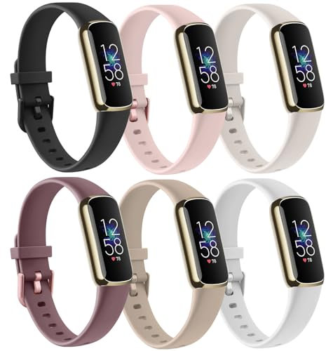 Vancle 6 Stück Armband für Fitbit Luxe Armband Damen Herren,Silikon Sport Ersatzarmbänder Uhrenarmband für Fitbit Luxe