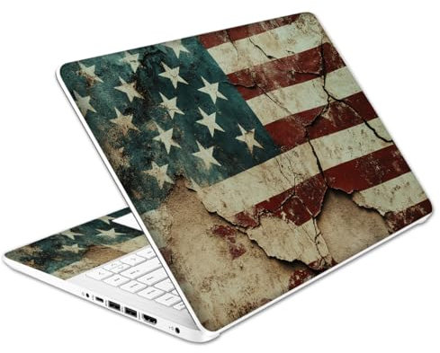 Laptop Skin Decal HP 14 - US Flag, Laptop Cover Sticker, No Cutting Required, No Bubble, Waterproof, Scratch Resistant - Including Wide Screen and Wrist Pad