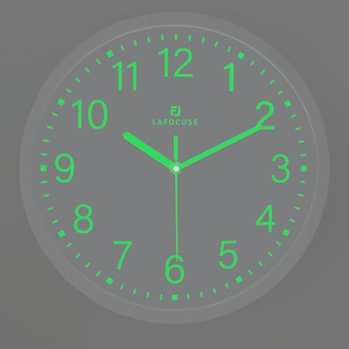 Lafocuse 30cm Leuchtend Wanduhr Weiß Ohne TickgeräUsche Lautlos, Nachtlicht Wanduhren Modern Einfach zu Lesen für Schlafzimmer Wohnzimmer Küche Büro