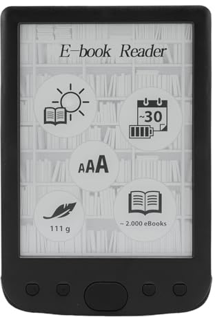 BK6025 Epaper Reader, Tragbarer E -Book -Leser mit 6 -Zoll -Tintenbildschirm, Schriftgrößenanpassung, Hörbücher, Augenfreundliche Ereader -Geräte mit Schutzhülle, Unterstützung (16GB)