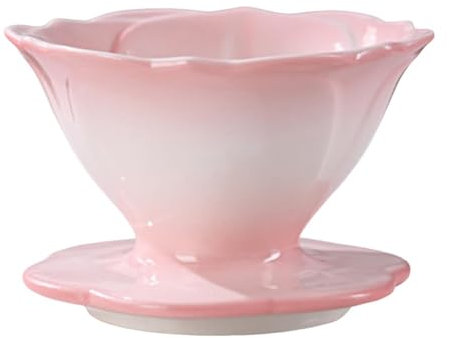 Amagogo Caffettiera a goccia in ceramica, decorazione per macchina da caffè, facile da pulire, ottimo regalo, a forma di fiore, Rosa