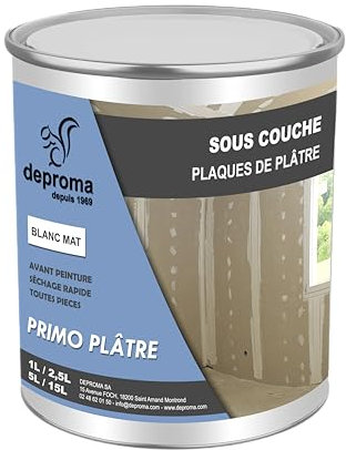 DEPROMA Sous couche d'impregnation plaques de plâtre - Qualité professionnelle (1 Litre)