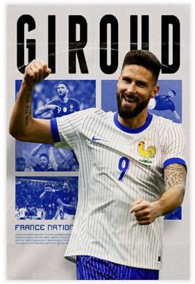 maehbya Olivier Giroud Poster sur toile Décoration murale pour salon, chambre à coucher 50 x 75 cm