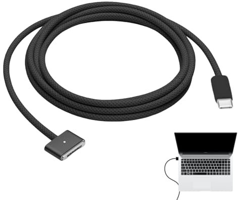 Menibeuty Câble USB C vers MaSafe, 1 Pcs Charge Rapide Charge rapide de type C vers Ma Safe 3 - Compatible avec Mac3ook Pro M1 2021/M2 2023 (14/16), Air M2 (13/15), M3/M3 Pro/M3 Max 2024