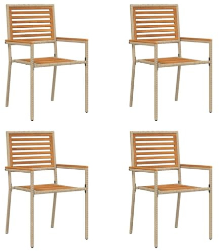 vidaXL Garten Stapelstühle 4 STK. Beige Massivholz Akazie
