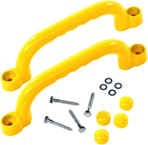 2Pcs Playground Accessories, Playhouse Grab Handle Bars, with Screws, Climb Play Playroom Ladder Handles for Park, Backyard Tree House Playhouse, Yellow (Yellow)