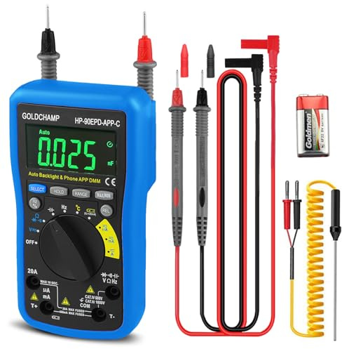 Multimeter Tester 6000 Counts Digital Multimeter with Capacitor Test 90EPD | Bluetooth & App Support, True RMS Auto-Ranging Voltmeter for Current, Resistance, Capacitance, Frequency, Temperature Max/Min