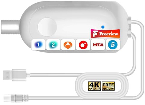 Amplificador de Señal para Antena TV Interior – USB Booster para TDT DVB-T/DVB-T2, Mejora Recepción para Canales HD 4K, Compatible con Smart TV, Cable USB 1 m + Coaxial 0,3 m (White)