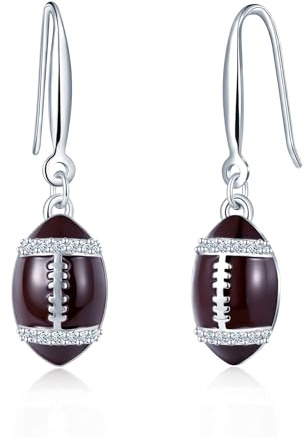 MICSAVI Fußball/Volleyball/Rugby/Baseball Ohrringe Silber 925 Hängend für Damen, Ball Dangle Ohrringe Hypoallergene Ohrhänger Sport Schmuck für Frauen Mädchen Teenager
