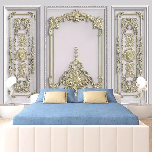 Dreidimensional Relief Gold Skulptur Kunst 3D Tapeten Tapete Luxus Home Esszimmer Fototapete Effekt Wohnzimmer Schlafzimmer Kinderzimmer-300cm×210cm