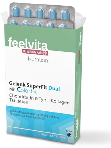 Genius Feelvita Nutrition Gelenk SuperFit Dual Tabletten - hochdosiert für normale Knochen, Knorpel und Bindegewebe sowie der normalen Kollagenbildung ohne Zusätze 30 Tabletten