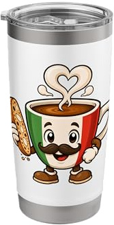 Italian Coffee Character Espresso Cute Italy Flag Biscotti Stainless Steel Insulated Tumbler