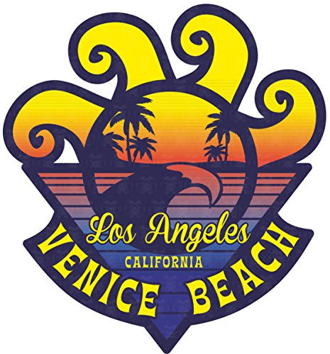 cut-it folientechnik & design MG027 / Venice Beach Aufkleber ca. 7,5x8,5cm Surfer Strand Sonne Urlaub Hippie Rockabilly Old School Vintage Retro Style