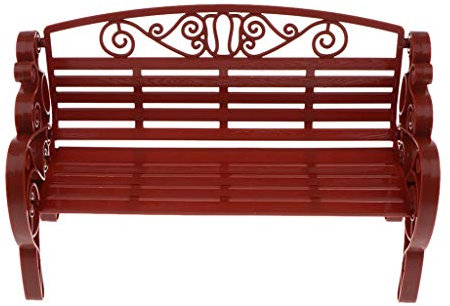 F Fityle Plastik Gartenbank Möbel Modell für 1: 6 Puppenstube Garten Dekoration, Braun