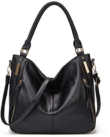 BUKESIYI Damen Tasche Handtasche Umhängetasche Schultertasche Frauen Kulturbeutel Weekender Klein PU Leder CCDE77168 Schwarz