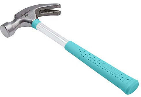 Amazon Basics 8 oz Claw Hammer with Shock Reduction, No-Slip Grip, Turquoise