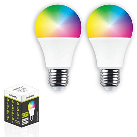 INNOVATE 2 x Smart WLAN LED E27 RGB 5in1 TUYA WIFI Glühbirne 10W ersetzt 50W Glühlampe Dimmbare Intelligente Home Lampen [Doppelpack], steuerbar via TUYA App, Alexa – Google Assistant geeignet