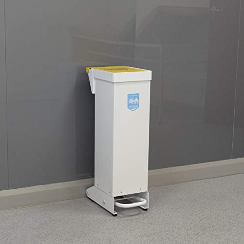 Office Needs Direct Medical Eco Sackholder Healthcare Clinical Waste Bin 28 Litres Foot Pedal Yellow Flush Steel Top
