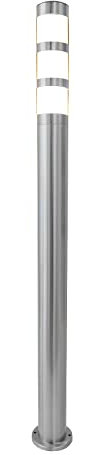 Grafner Design Edelstahl Wegeleuchte mit E27 Fassung, Höhe: 110 cm, IP44, Wegleuchte Weglampe Gartenlampe Gartenleuchte Standlampe Außenstandleuchte Pollerleuchte
