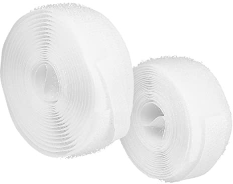 mumbi Klettband zum Nähen, Klett bestehend aus Haken und Flausch zum Aufnähen, Klettverschluss 20mm x 2 Meter, Weiß