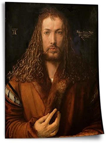 Printistico Poster Albrecht Dürer - Selbstbildnis Kunstdruck ohne Rahmen, Wandbild - A4, A3, A2, A1, A0, XXL - Wohnzimmer, Schlafzimmer, Küche, Deko