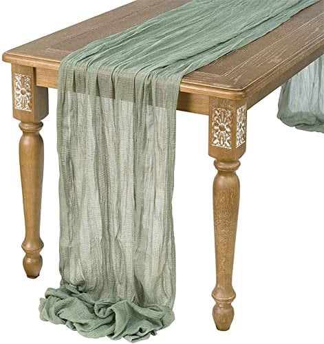 Martin Kench Hochzeit Tischläufer Boho Tischläufer, Boho-Stil Gaze-Dekor, Tischdeko für Hochzeit Esszimmer Brautdusche Hochzeit Party (Gras-Grün,90x180cm)