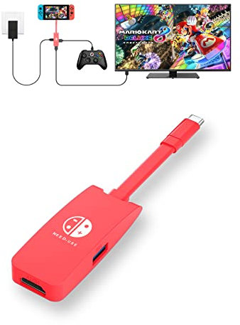Aiaabq Interruttore Dock per Nintendo Docking Station TV portatile di ricambio per Nintendo Switch Dock con adattatore USB C a HDMI compatibile Switch OLED/MacBook/Laptop/iPAD Pro/Phone (Mini rosso)