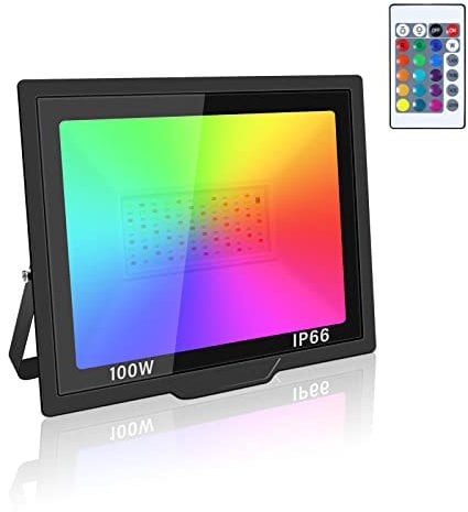 Willpower 100W 10000LM RGB LED Strahler mit Fernbedienung, LED Fluter mit Memory-Funktion, Dimmbar Farbwechsel, 16 Farben 4 Modi, IP66 Wasserdicht LED Flutlicht für Aussen Innen Garten Party Deko