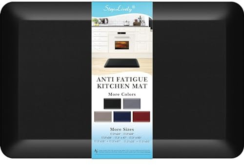Küchenmatte, gepolstert, Anti-Ermüdungs-Matten für Küchenboden, leicht zu reinigen, wasserabweisend, rutschfest, Küchenteppich für Spüle, Büro, Küche, 43,2 x 61 cm, Schwarz