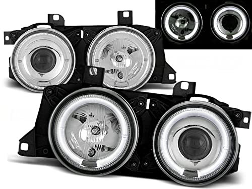 LED Angel Eyes Scheinwerfer Set in chrom für BMW E32/E34