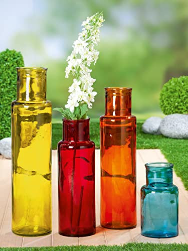 GILDE Noa Vase en Verre Jaune Hauteur 75 cm Diamètre 18 cm Accessoire de décoration d'intérieur Idée Cadeau Vase à Fleurs