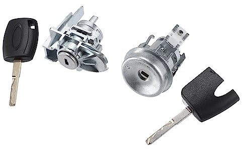 A ABSOPRO Accensione Serratura Cilindro con Chiavi E Interruttore 1pc | Nero, Argento, Plastica, Metallo, OE: BE8Z-11582-B, AE8Z-11582-D, BE8Z-5421991-B, Per Ford Fiesta 13-19