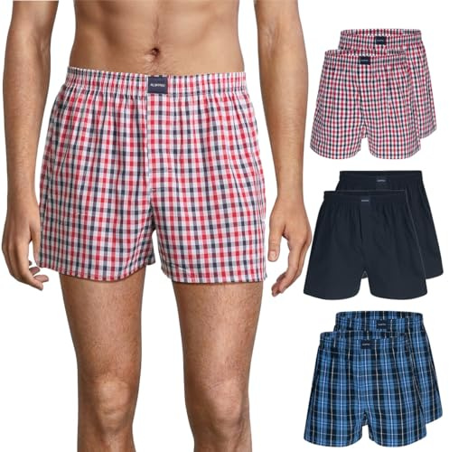 Almonu 3er oder 6er Pack Web Boxershorts Herren aus Baumwolle, Lockere Boxershorts, Boxershorts Herren Baumwolle locker, Geknöpfter Eingriff, Pants Herren, Unterhose Männer Boxershort