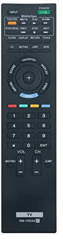 RM-YD034 Telecomando di Ricambio Adatto Per Sony Bravia TV KDL-46EPL600BD KDL-46TVBDPKG KDL-40EX400 KDL46TVBDPKG KDL-40EX400/H KDL-32EX500 KDL-40EX500 KDL-46EX500 KDL-55EX500 KDL-60EX500