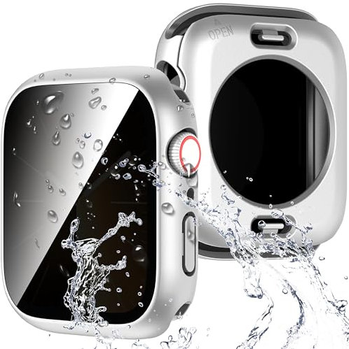 Diruite Funda para Apple Watch SE 3/2/1 /Series 6 5 4 44mm Protector Pantalla Cristal Templado Privacidad Incorporado,360°Protección PC Impermeable Case para iWatch 44mm Estuche Protector