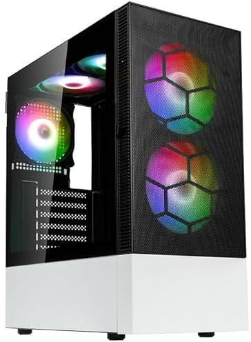 Kolink Observatory MX Mesh PC-Gehäuse, Kolink Umbra ARGB-Lüfter, Feste Stahl-PSU-Verkleidung, Mesh-Frontplatte, SPCC-Stahl, Midi Tower, Schwarz und Weiß