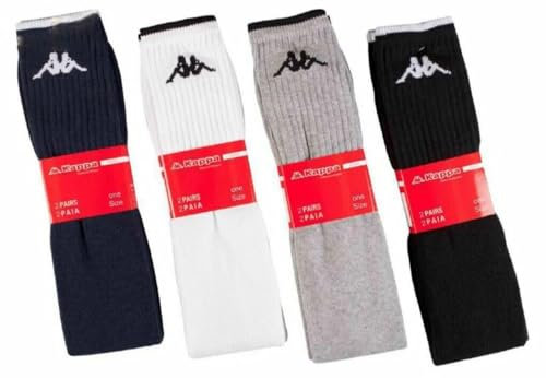 Kappa 4 paia calze basket lunghe in morbida spugna, sport e lavoro, da uomo, taglia unica (NERO)