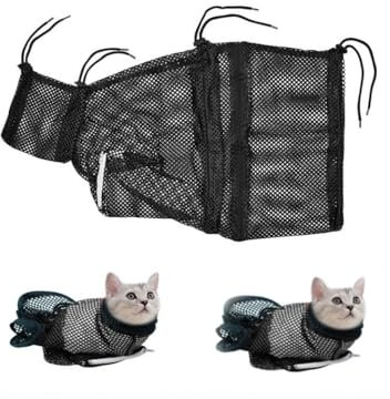 Changyeah Soins des Griffes pour Chats,Sac de Bain pour Chat,Sac de Bain pour Chat,Sac de Bain en Maille Durable pour Chat de Petite et Moyenne Taille,pour Couper Les Ongles (Noir)