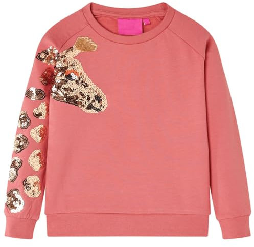 Kinder Sweatshirt mit Giraffe aus Pailletten Langarmshirt Pullover Altrosa 116