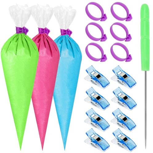 107 Pcs Piping Bags Set, 100Pcs Pastry Bags 12 Inch, Frosting Bags, Cake Decorating Bags, Decorating Bags Piping Bags Disposable with 3 Bag Ties, 3 Clips & 1 Scriber Needle
