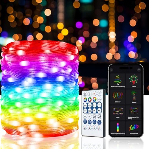 ASORT Led Strip 10m RGB LED Streifen, Dimmbar Farbwechsel Led Lichterkette Lichtband mit Fernbedienung Bluetooth Musik Sync Timer-Einstellung für Zimmer Partei deko