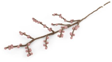 Gry & Sif Handgemacht & Fairtrade-Zertifiziert Stilvolles dänisches Design x Napali Kunsthandwerker | Zweige mit rosa beeren aus Filz - Künstliche Blumen für Wohnzimmerdekoration | rosa