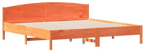 vidaXL Massivholzbett mit Kopfteil, Holzbett mit Sperrholzlatten, Doppelbett für Schlafzimmer, Bett Bettgestell, Wachsbraun 180x200cm Kiefer