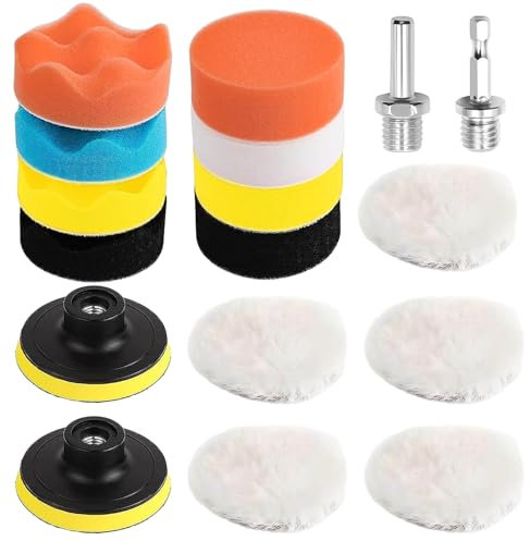 17 Pezzi kit Lucidatura Auto Carrozzeria Tamponi in Spugna per Lucidatura da 80 MM Riparazione Graffi Lucidare Auto Tampone per Lucidare Auto Utilizzato per Lucidare Levigare E Cerare