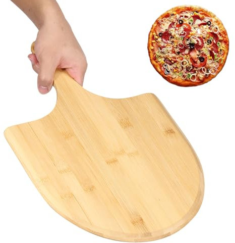 Foribyw Wood Pizza Peel, Non-Stick Sliding Pizza Paddle with Long Handle for Easy Storage, 40×28×0.8cm Pizza Shovel, Wooden Pizza Spatula Pizza Oven Accessories for Baking Homemade Pizza