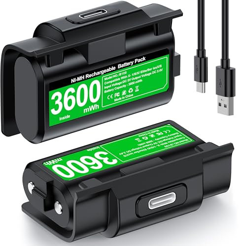Batería para controlador Xbox, 2 x 3600 mWh batería recargable para controlador Xbox Series X, batería con 4 cubiertas de batería para Xbox Series X/S/Xbox One/Xbox One S/X/Elite Controller, Play and