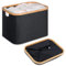 efluky Foldable Washing Basket, 48L Bamboo Laundry Basket, Collapsible Laundry Baskets Wash Clothes Ironing Baskets, Black Folding Laundry Hamper