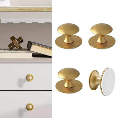 CcHhyyt 6 Stück Selbstklebende Knöpfe für Schrank Gold Selbstklebende Schrankknöpfe aus Edelstahl Knauf zum kleben für Schubladen Duschtür Spiegelschrank Glastür Türknauf ohne Bohren Möbelgriffe