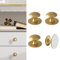 CcHhyyt Lot de 6 boutons autocollants pour armoire - Doré - En acier inoxydable - Bouton à coller pour tiroirs, porte de douche, armoire miroir, porte en verre - Sans perçage